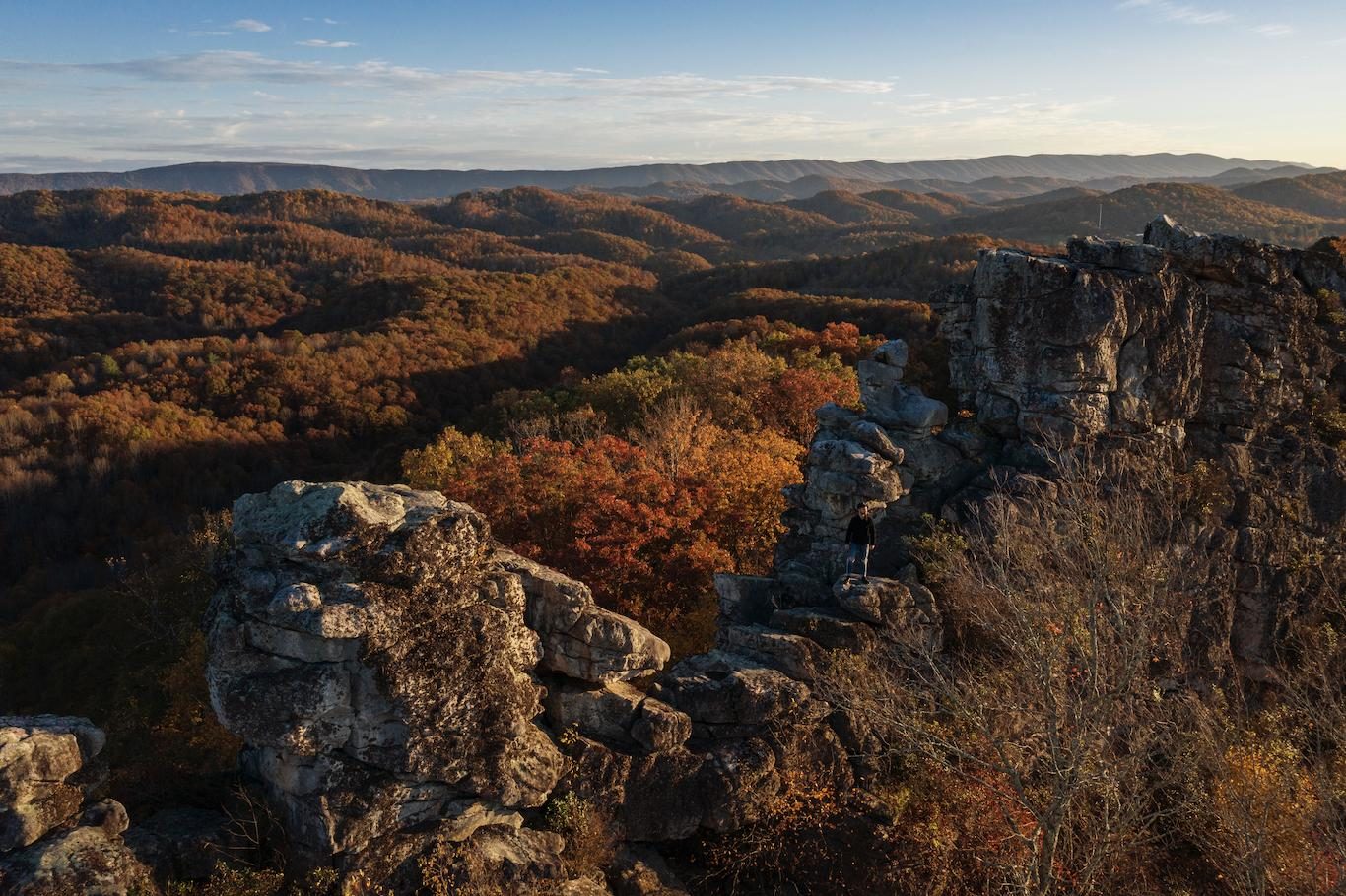 Aerial mountain view over Mercer County and Bluefield
